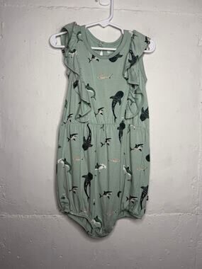 NWOT KYTE Girls Bubble Romper Sharks 4T Green Bamboo